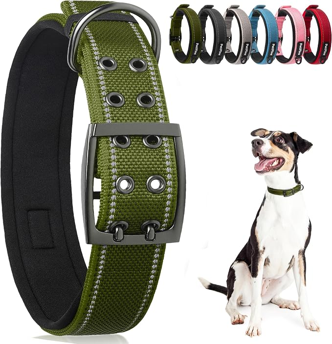 PetiFine Dog Collar for Large Dogs, Neoprene Padded and Adjustable, Reflective by PetiFine