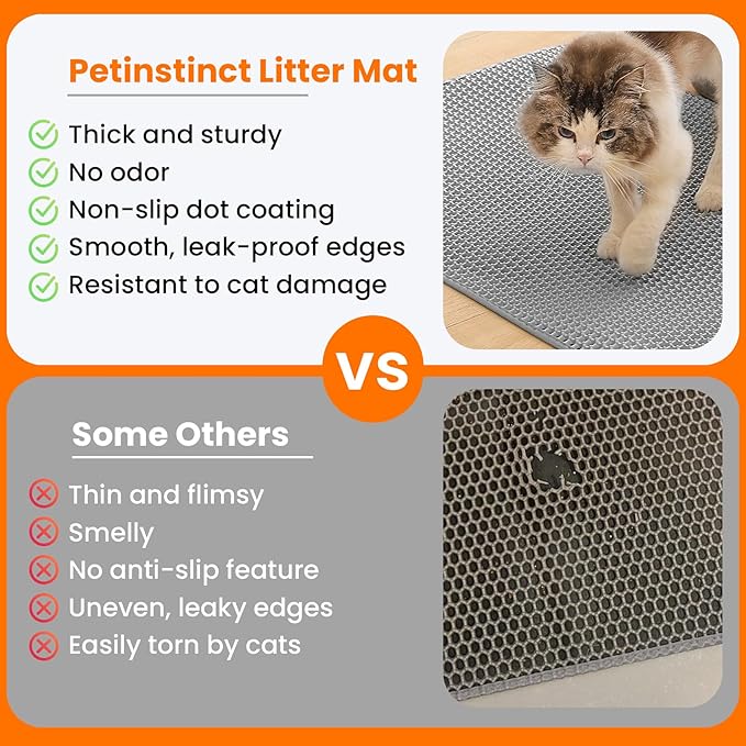Cat Litter Mat, 24x18 Inches Large Double Layer Honeycomb Cat Litter Trapping - Image 3