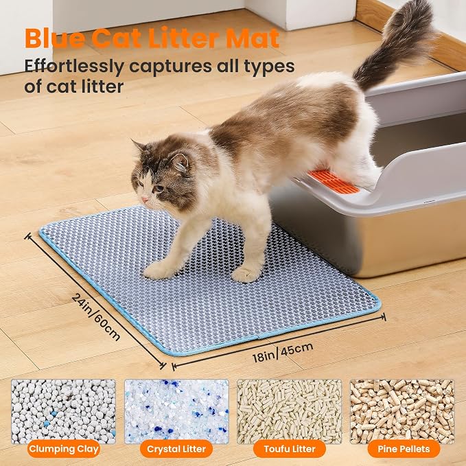 Cat Litter Mat, 24x18 Inches Large Double Layer Honeycomb Cat Litter Trapping - Image 2