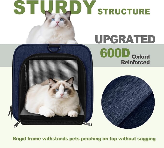 Cat Carrier 18x11x11 United Airline Approved, Top Loader Heavy Duty Softshell - Image 4