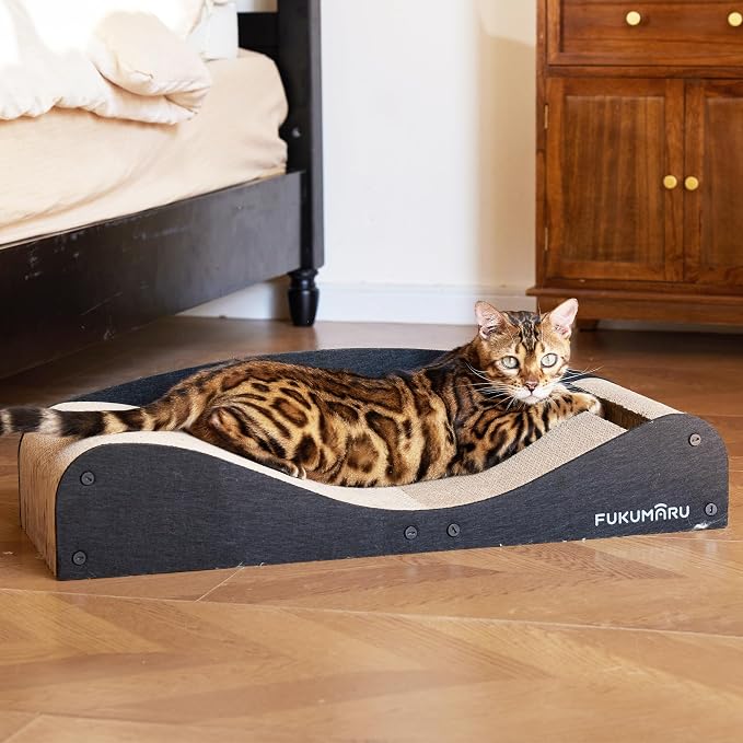 FUKUMARU Cardboard Cat Scratcher Bed, Extra Long 29.1 Inch Cat Scratch Bed by FUKUMARU
