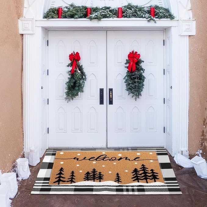 Tinideya 2 Pcs Door Mat Welcome Non Slip Coir Mats Floor Layering Doormats - Image 6