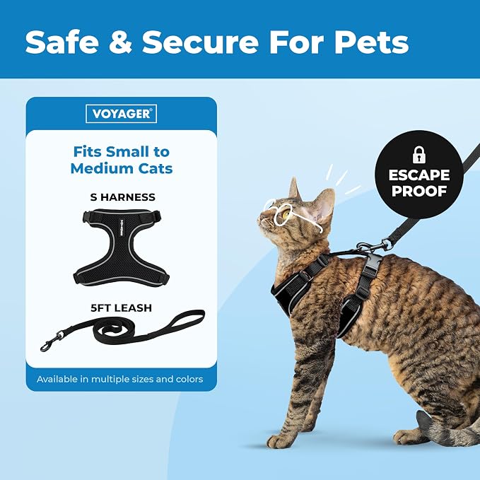 Voyager Escape-Proof Step-in Lock Cat Harness & 5ft Neoprene-Handle Leash Set - Image 2