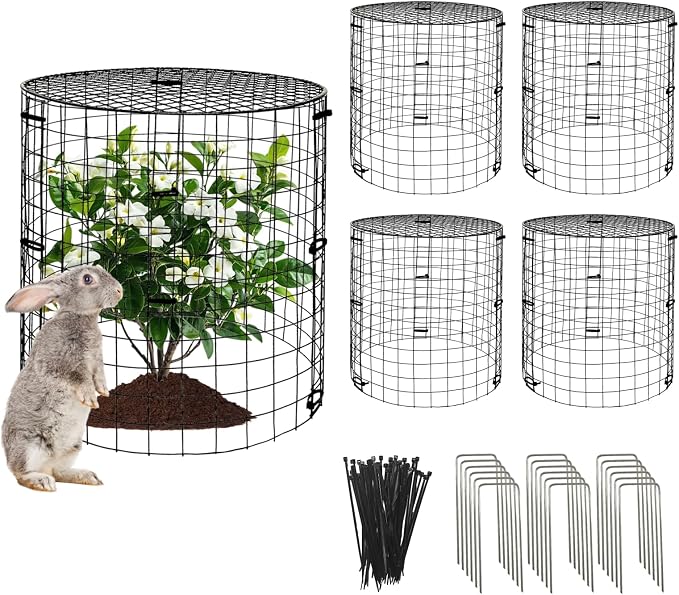 5 Packs Garden Plant Protectors from Animals, Metal Plant Cage Chicken Wire by Unknown