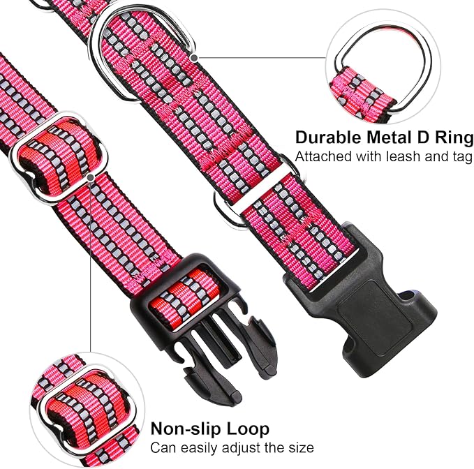 Martingale Dog Collar, Adjustable Nylon Reflective Collar - Image 3