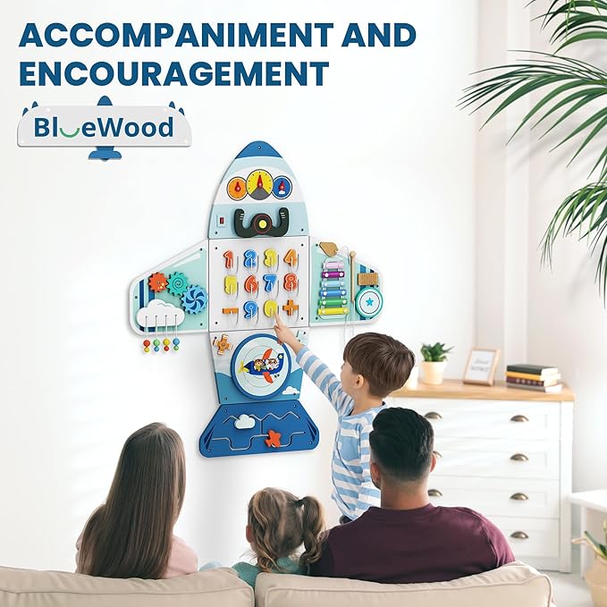 BlueWood Wooden Wall Busy Board Panels, Toddler Learning Activity Center - Image 6