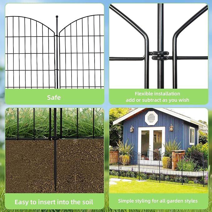 Decorative Garden Fence 40in x24ft, 10 Pack No Dig Fence Animal Barrier - Image 4