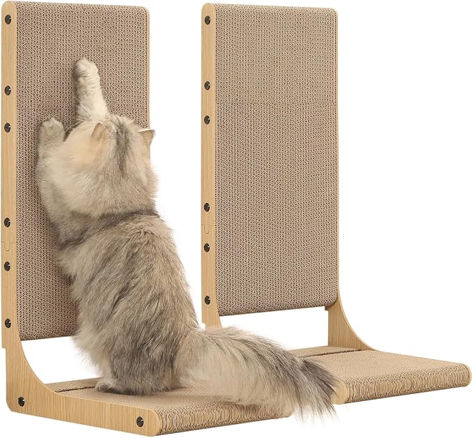 Zakkart 2-Pack Cat Scratching Board, 25.6'' Tall Cardboard L Shape Vertical Cat by Zakkart