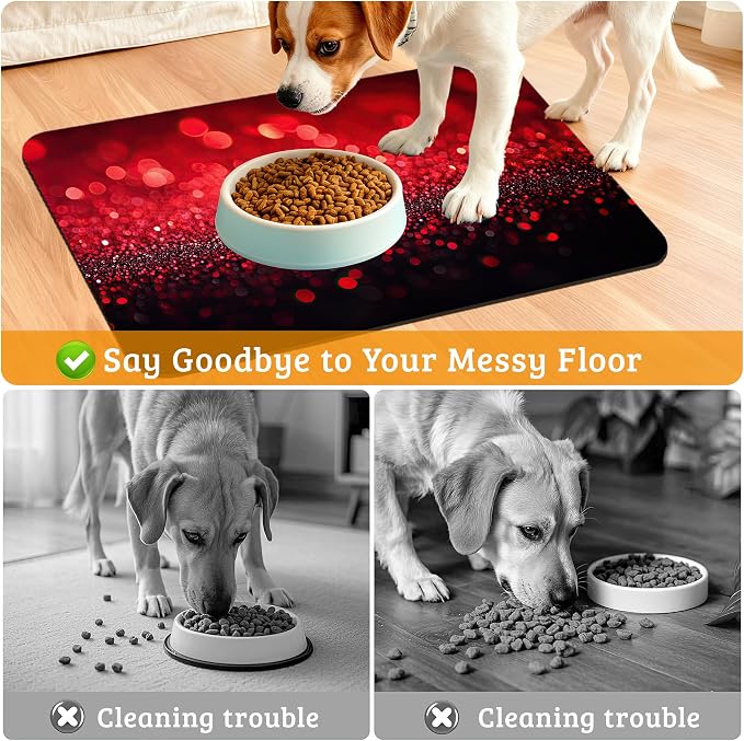 Red Gradienr Feeding Mat, Non-Slip Rubber Backing Mat, Cat Dog Accessories - Image 4