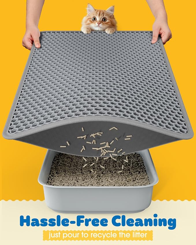 Cat Litter Mat - 46'' x 35'' Small Litter Trapping Mat, Waterproof, Urine-Proof - Image 4