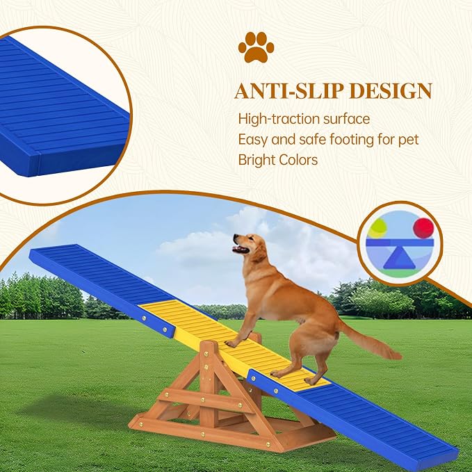 95" Wooden Dog Seesaw, Dogs Agility Course Backyard Set - Image 5