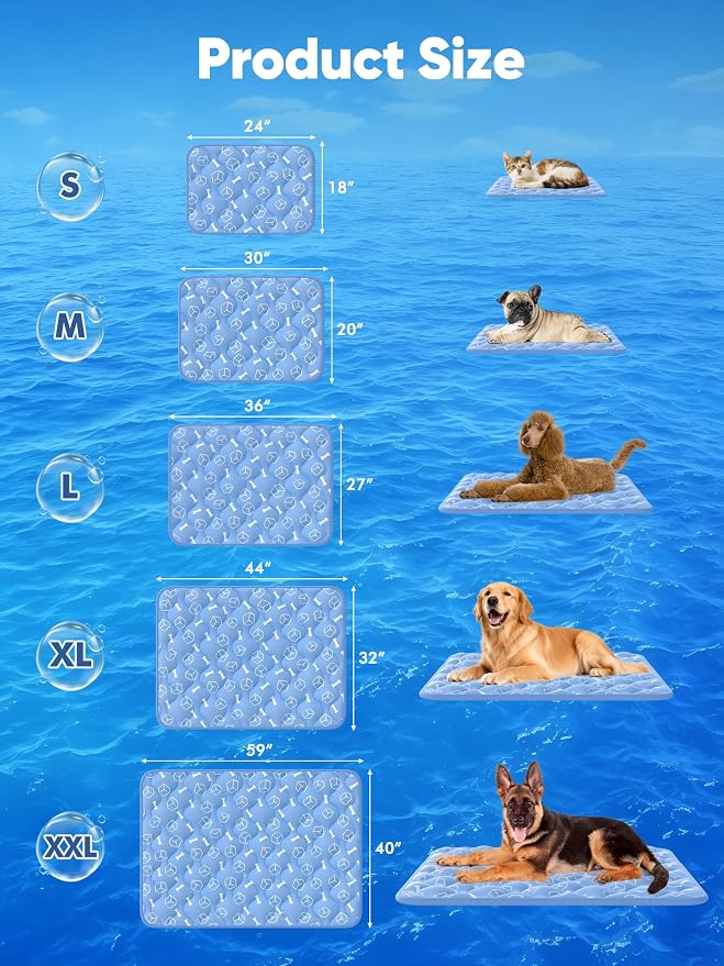 Rywell Dog Cooling Mat 2.0, Ocean Blue, Long-Lasting Cool - Image 7