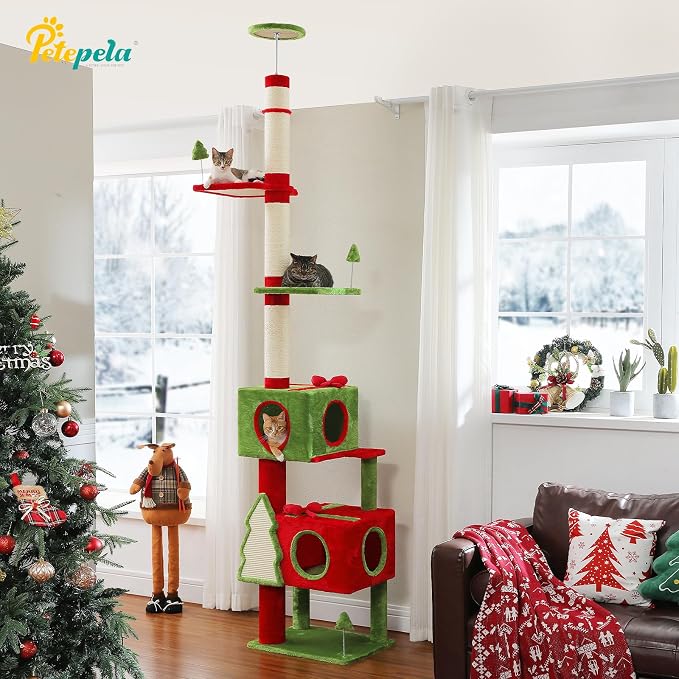 PETEPELA Floor to Ceiling Christmas Cat Tree, Tall Cat Tower - Image 7