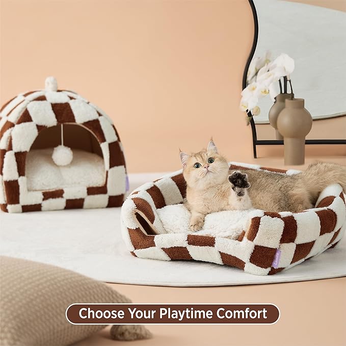 Lesure Cute Cat Beds for Indoor Cats - 2 in 1 Cat Cave Bed for Kittens and - Image 3