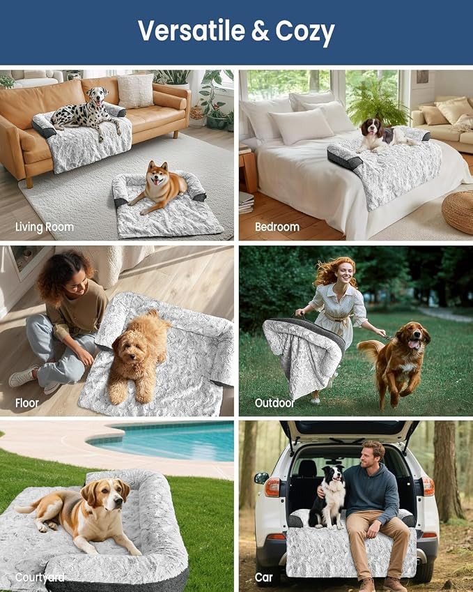 Calming Dog Beds, Extra Large Fluffy Plush Dog Mat - Image 7
