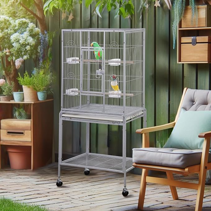 ZENY 53-Inch Bird Flight Cage, Wrought Iron Standing Large - Image 3