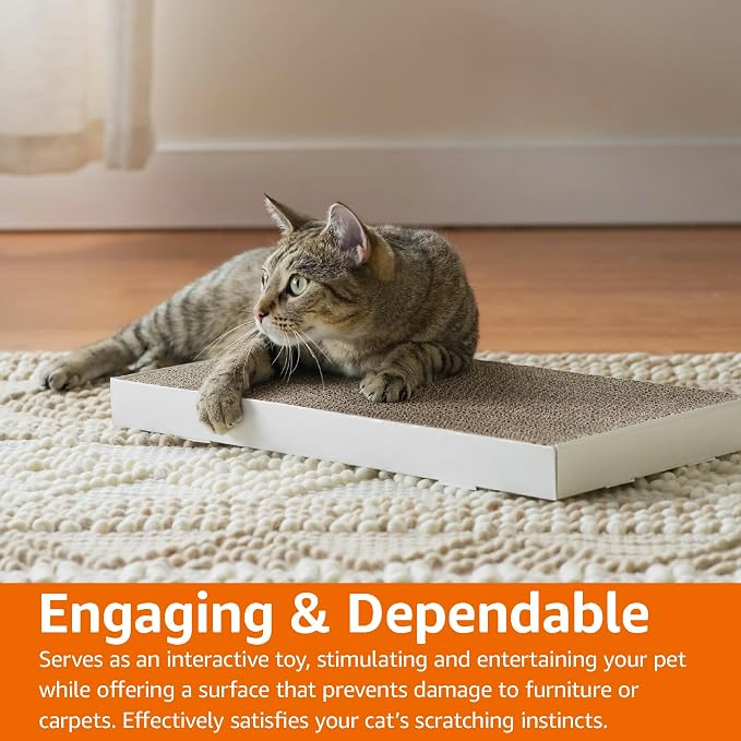 Amazon Basics Corrugated Cardboard Cat Scratcher, Scratching Board, Reversible - Image 6