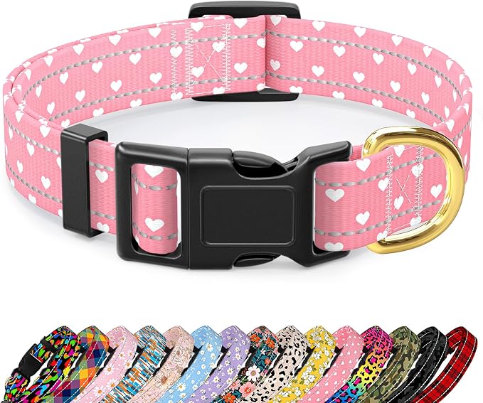 Reflective Dog Collar for Medium Dogs, Cute Adjustable Heavy-Duty Nylon Puppy by TMOODEL