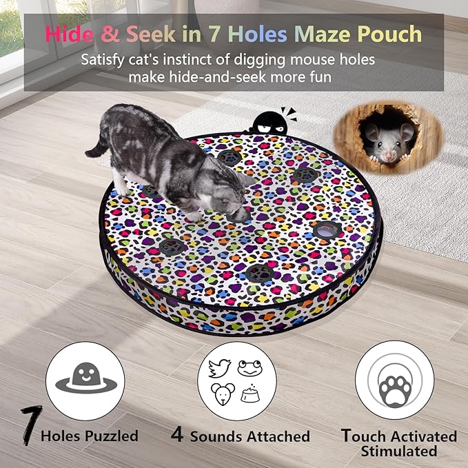 ORSDA Cat Toys, Interactive Activated Moving Ball in 7 Holes Mat, Automatic - Image 3