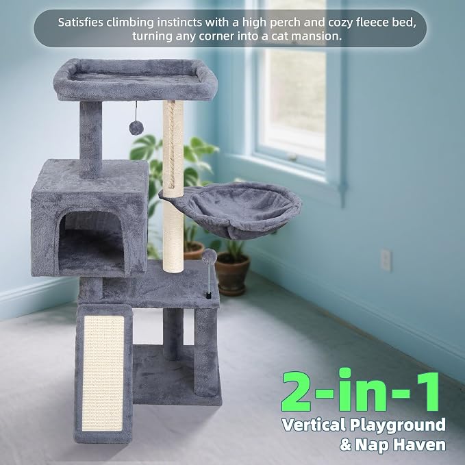 Cat Tree with Cat Condo and Hammock, Cat Tree with Scratching Posts and - Image 3