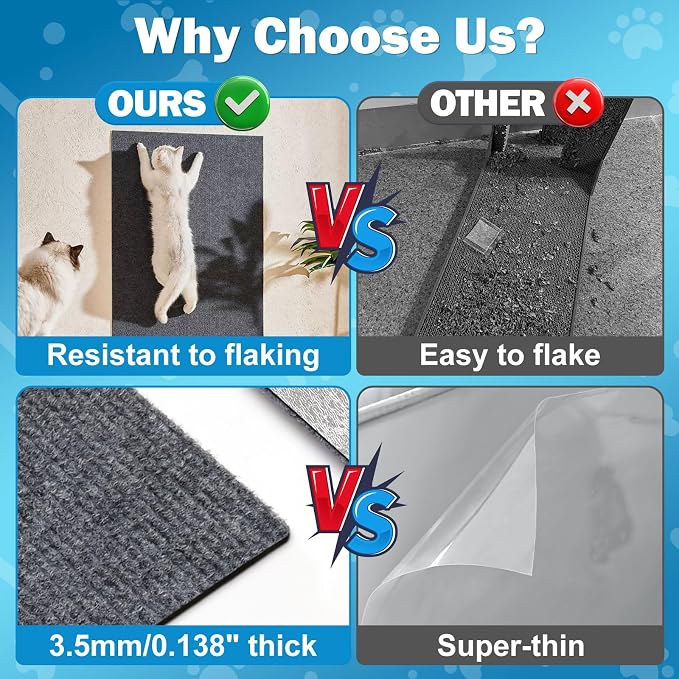 Cat Carpet Protector 47.2"x15.8", Wall Corner Cat Scratcher Pad - Image 2