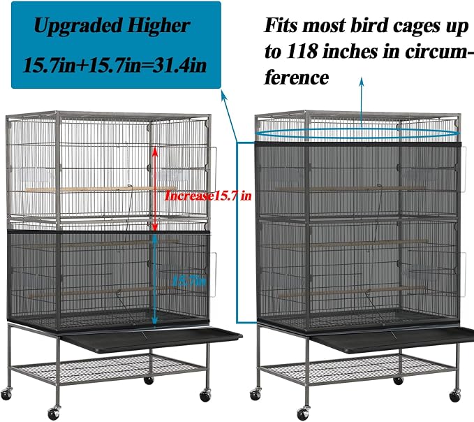 ASOCEA Large Bird Cage Seed Cather, Bird Cage Cover Adjustable Soft Airy Skirt - Image 2