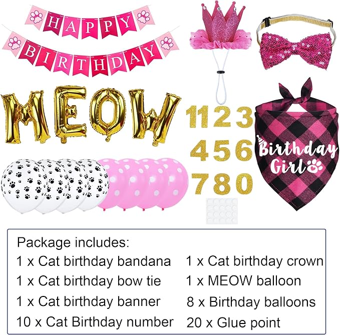 Cat Birthday Party Supplies, Cat Birthday Hat Crown - Image 3
