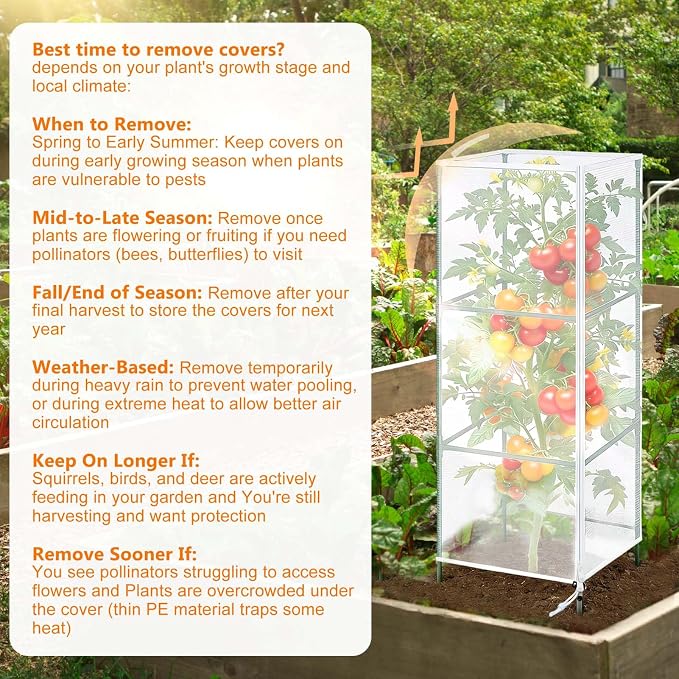 3Pack Garden Netting Cover for Square Tomato Cage - Image 5