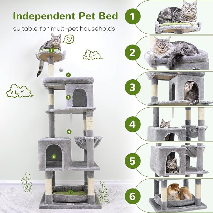 Globlazer Heavy Duty Cat Trees for Large Cats, Sturdy 72in Maine Coon Cat Tree - Image 2