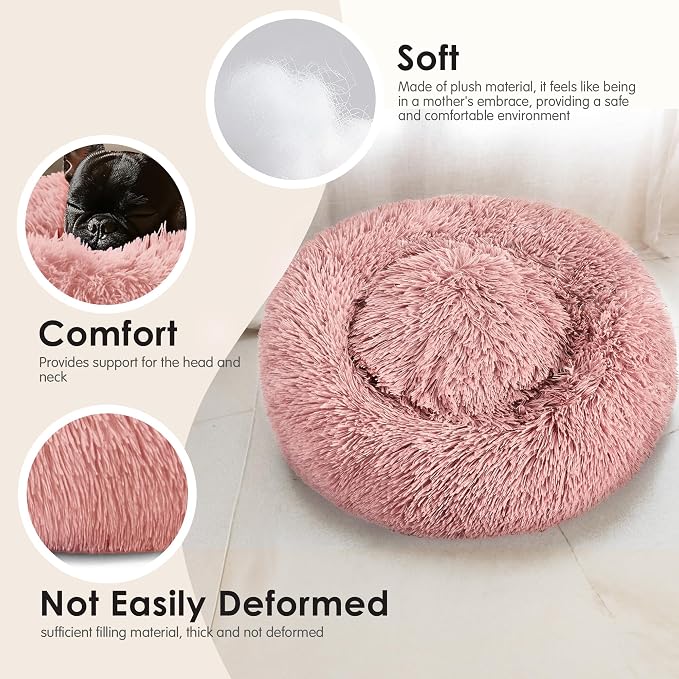 Dogs Bed for Small Dogs, Anti-Anxiety Washable Round Bed - Image 4