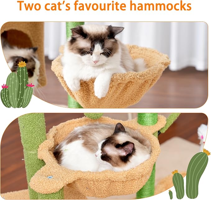 Heybly Cat Tree, 39.4 Inches Cactus Tower Condo - Image 4