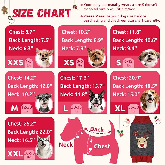 Dog Christmas Sweater Xmas Pet Clothes Cute Gray Reindeer Holiday Puppy Cat - Image 8