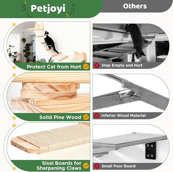 Cat Wall Shelves and Hammock Set, Cat Bridge Wall-Mounted - Image 3