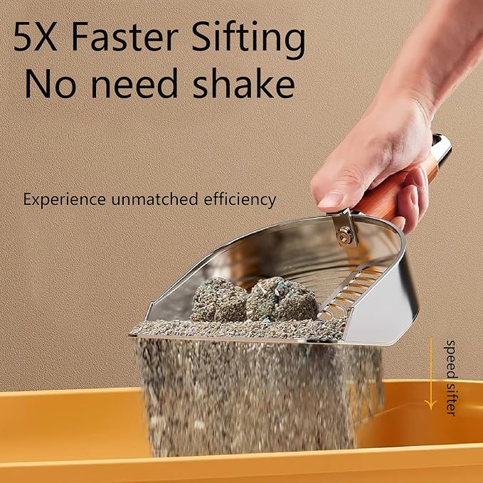DHXYZZB Cat Litter Scoop 304 Stainless Steel Litter Shovel, Heavy Duty Litter - Image 3
