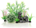 JIH Aquarium Fish Tank Plastic Plants and Cave Rock Decorations Decor Set 7 by JIH
