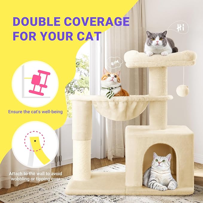Allewie 29.5in Indoor Cat Tree, Padded Perch, and Hanging Ball, Suitable - Image 6