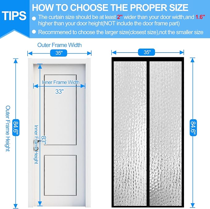 RELIANCER Magnetic Thermal Insulated Door Curtain, Waterproof EVA Door Cover - Image 2