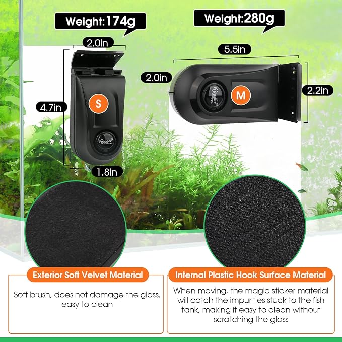 hygger Aquarium Glass Cleaner, Magnetic Fish Tank Cleaner Brush - Image 4