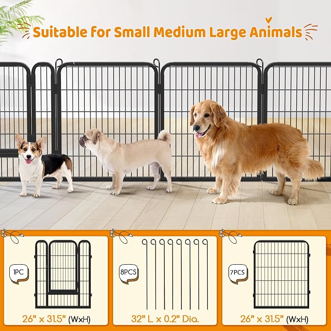 Yaheetech Dog Playpen Outdoor, 32 inch 24 Panels Dog Pen Indoor Heavy Duty - Image 4
