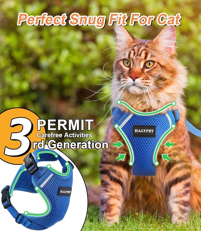 Halypet Cat Harness and Leash Set Escape Proof Soft Adjustable Cat Leash - Image 4