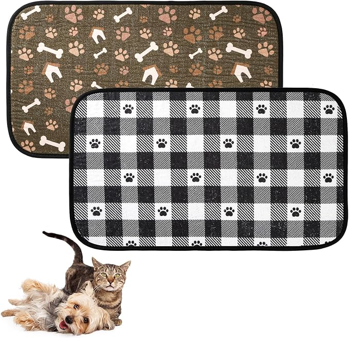 Dog Food Mats, Pet Bowl Mats, Super Absorbent and Dry, Prevents Spills by Wipela