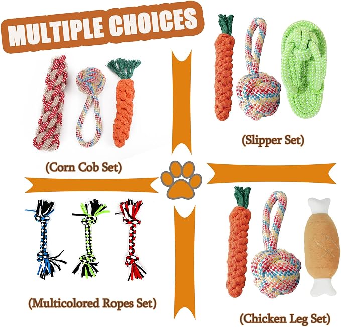 3PCS Natural Cotton Rope Toys for Small Dogs and Puppies, Dog Dental Care Chew - Image 6
