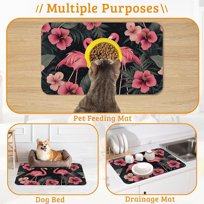 Pet Feeding Mat, Non-Slip Water Bowl Placemat, Pet Supplies 12" x 20" - Image 7