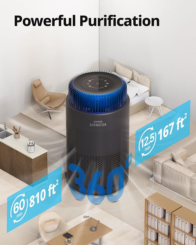 COWAY Air Purifiers for Bedroom Home up to 810 ft², HEPA Filter for Smoke - Image 3