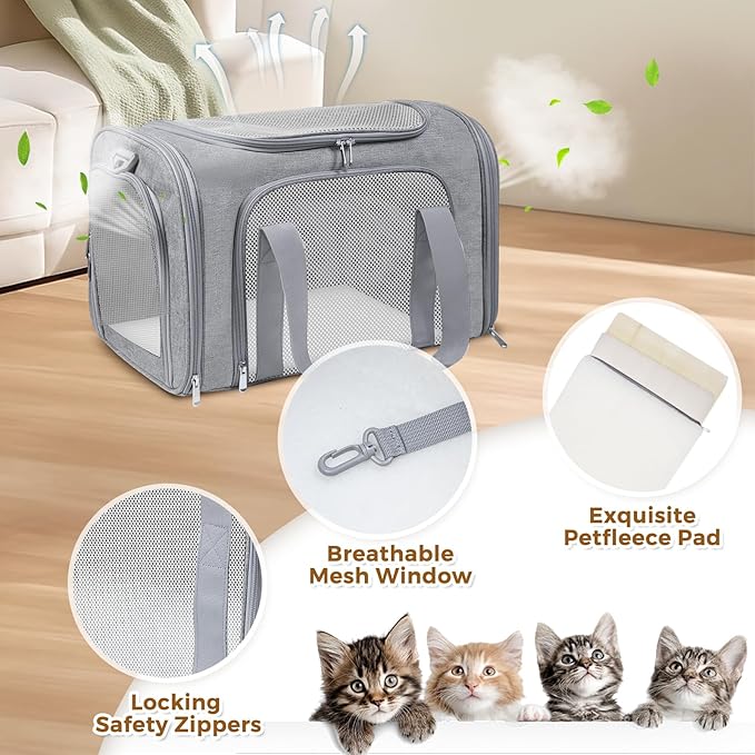 Cat Carrier Soft for Pets Up to 25 Lbs, Cat Travel Bag Soft-Sided - Image 3