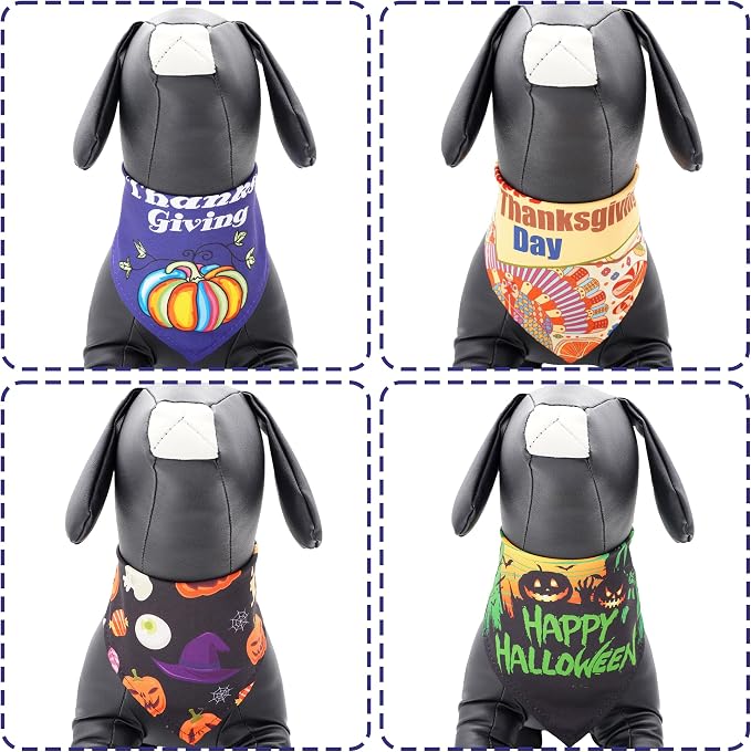 30 Pcs Halloween Thanksgiving Dog Bandanas Bulk 33 Inch XXL Stitch Dog Bandanas - Image 4