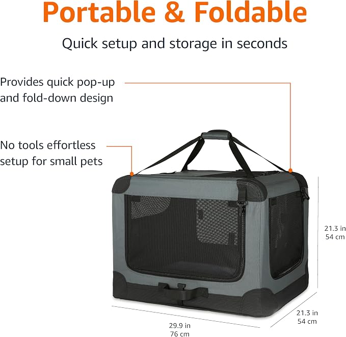 Amazon Basics 4-Door Portable Folding Soft Dog Crate, Collapsible Travel Kennel - Image 4