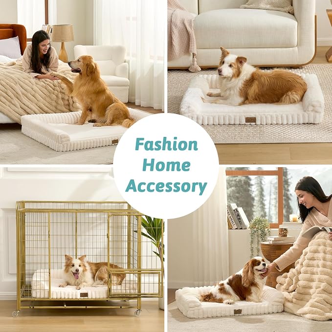Cute Dog Bed for Small Dogs, Faux Rabbit Fur Orthopedic Foam Dog Bed - Image 2