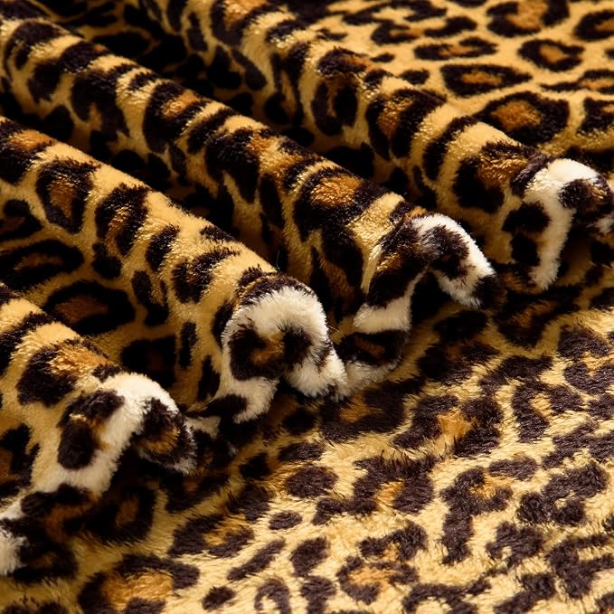 Bnuitland Leopard Print Flannel Blanket, Large Size 108x90 Inches - Image 6