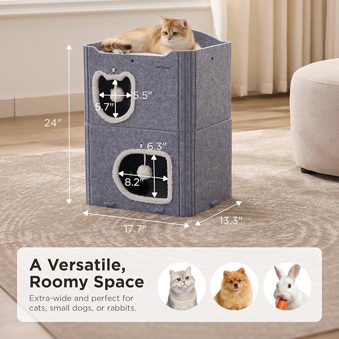 Joydeco Cat House for Indoor Cats, 2 Story Scratch Resistant Felt Cat Condo - Image 6